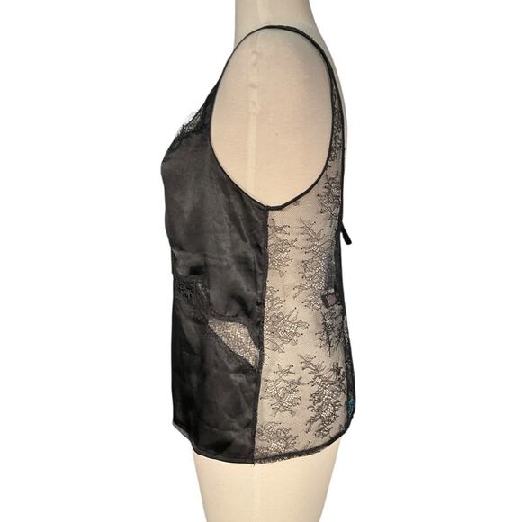 Victoria’s Secret Lace Tank Top Lingerie Black Gold Horseshoe Detail Size Large - Picture 3 of 11